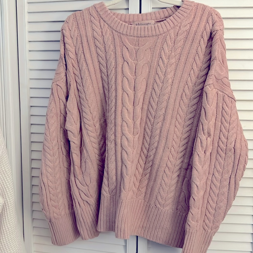 Philosophy Cabled Rose Pink Sweater